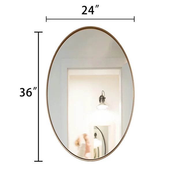 Clavies Oval Mirror for Bathroom, 24"X36" Vanity Wall Mirror, Gold Mirror with 1" deep Metal Framed - Image 3