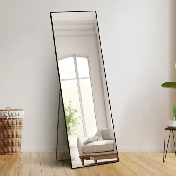 Full Length Mirror, 16"x59" Nano Glass Floor Mirror, Standing Rectangle Floor Mirrors Body Dressing Wall-Mounted Mirror for Living Room, Bedroom,Gold - Image 4