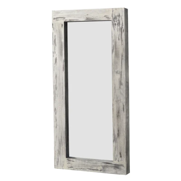 71"x32" Modern Rectangle Wood Full Length Mirror Floor Mirror without Bracket,Weathered White - Image 4