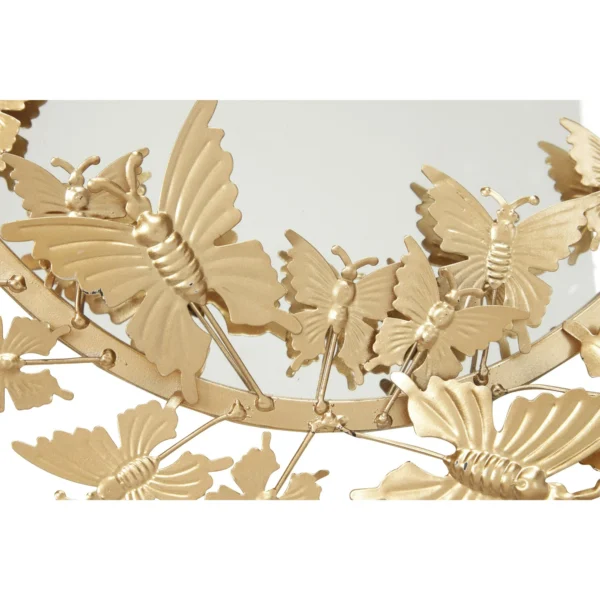 DecMode 19" x 33" Gold Oval 3D Butterfly Wall Mirror - Image 3