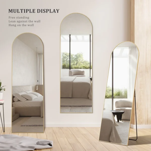 EDX Arched Full Length Mirror 64"x21" Full Body Mirror Rectangle Free Standing Wall Mounted Leaning Hanging Floor Mirrors, Gold - Image 4