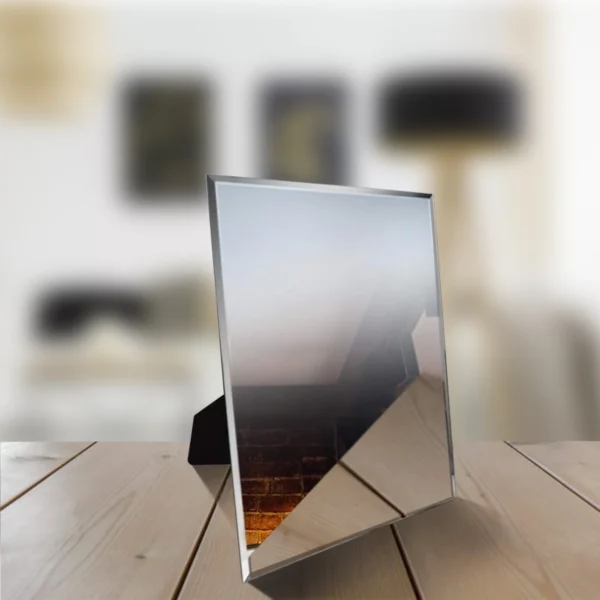 Frameless Desk Mirror, Rectangle Beveled Edge Makeup Mirror for Bathroom Bedroom Desk Stand Wall Hanging , 10.5x13 inch - Image 4