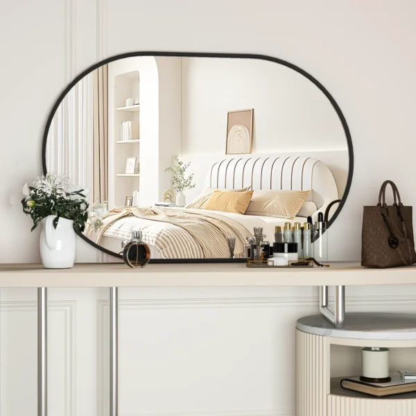 CISTEROMAN Oval Bathroom Mirror Capsule Wall Vanity Mirror, 24"x36" Pill Mirrors Wall Mounted Mirror, Large Modern Mirror with Black - Image 3