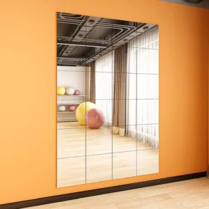 Set of 8 Self-Adhesive Acrylic Mirror Tiles - 12x12 Inch Flexible Plastic Mirror Sheets, 2MM Thick, Frameless Small Mirrors for Home Gym, Vanity, Bedroom, Living Room