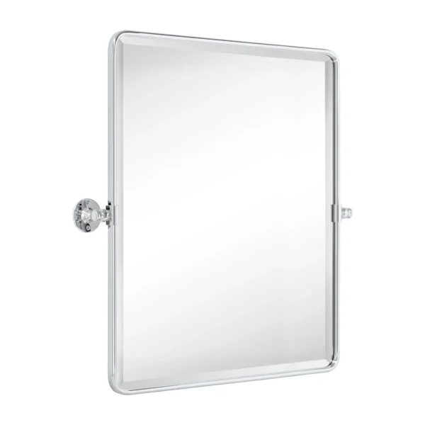 TEHOME Farmhouse Pivot Rectangle Bathroom Mirror Chrome Metal Framed Tilting Beveled Vanity Mirrors 20x24" - Image 2