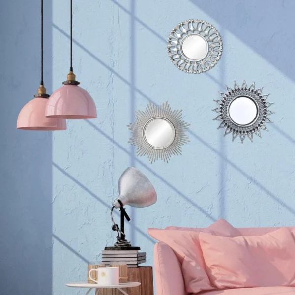 3pcs Wall Mirror Decorative Circle Dressing Mirrors for Vanity Entrance