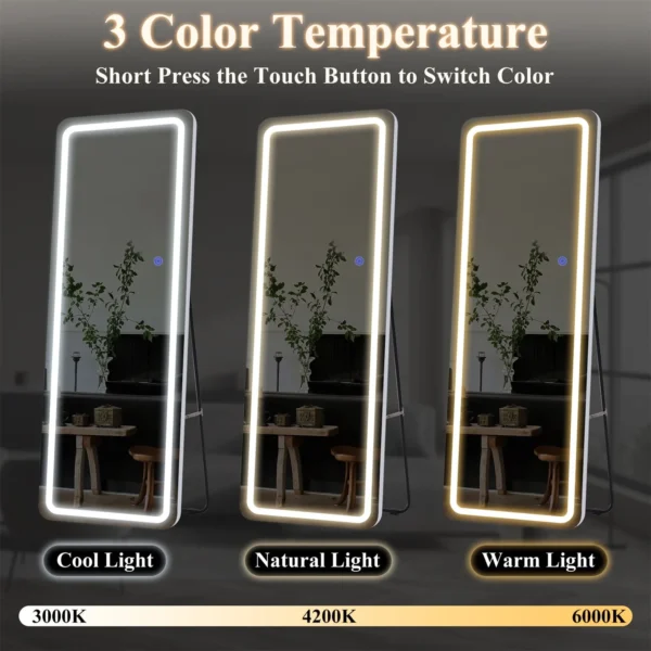 MAYEERTY 63"x20" LED Full Length Mirror, Aluminium Alloy Floor Mirror without Frame, Sliver - Image 5