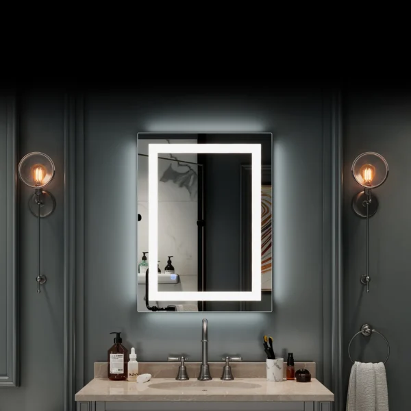 Zimtown Touch LED Bathroom Mirror Rectangle Light Strip Lighted Mirror 32x24 Silver - Image 4