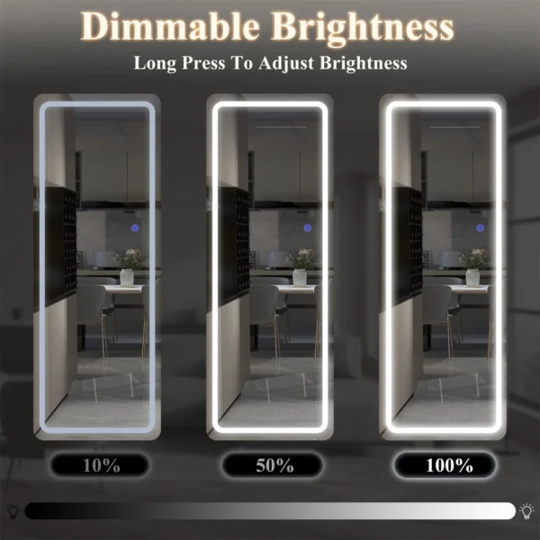 MAYEERTY 63"x20" LED Full Length Mirror, Aluminium Alloy Floor Mirror without Frame, Sliver