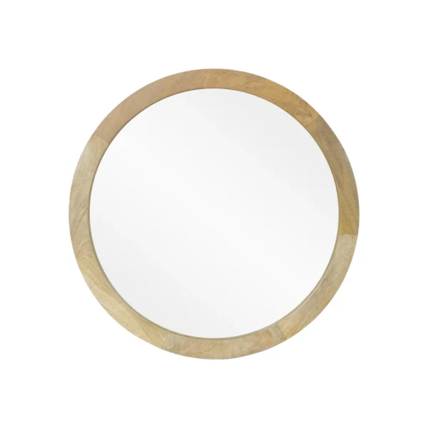 Noble House Koda Modern Round Mirror with Mango Wood Frame, Natural - Image 4