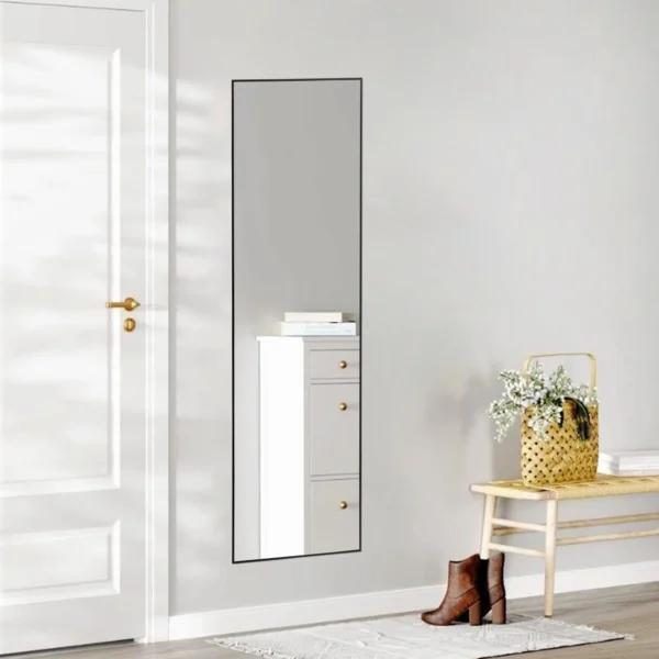 Gianna 59"x16" High-Quality Full Length Mirror, Aluminum Alloy Frame Ensures Stability, Standing Design for Bedroom, Black - Image 5