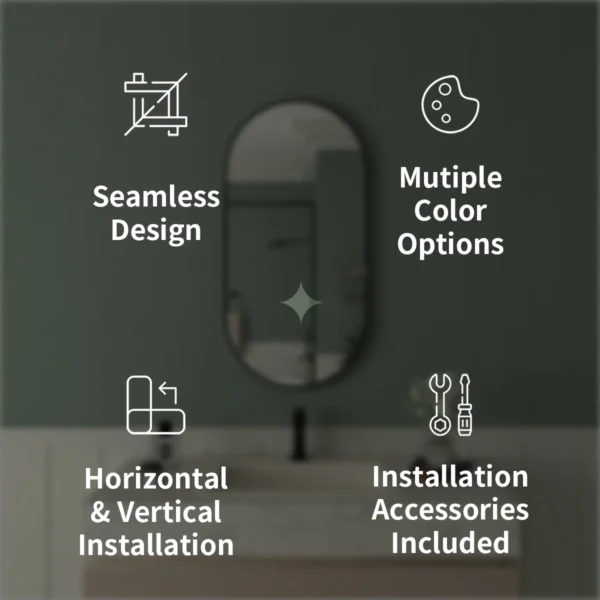 18 in. W x 36 in. H Oval Framed Wall Bathroom Vanity Mirror in Matte Black - Image 5