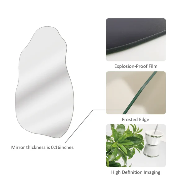 Irregular Body Mirror Wall Decor, Asymmetrical Wall Mirror for Living Room Bathroom Entryway, Modern Decorative Mirror Hanging ( 31.5'' x 17.7'' ) - Image 7