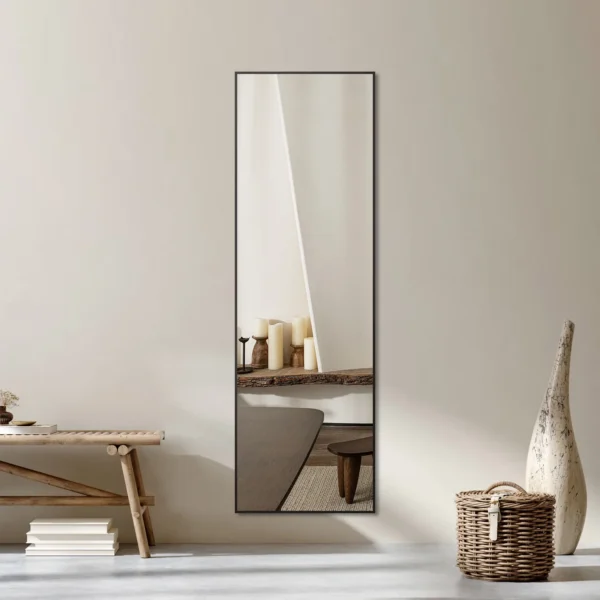 Full Length Mirror, 16"x59" Nano Glass Floor Mirror, Standing Rectangle Floor Mirrors Body Dressing Wall-Mounted Mirror for Living Room, Bedroom,Gold - Image 2