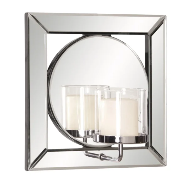 Tyler Dillon Square & Circle Decorative Wall Mirror with Candle Holder 12" x 12" - Image 2