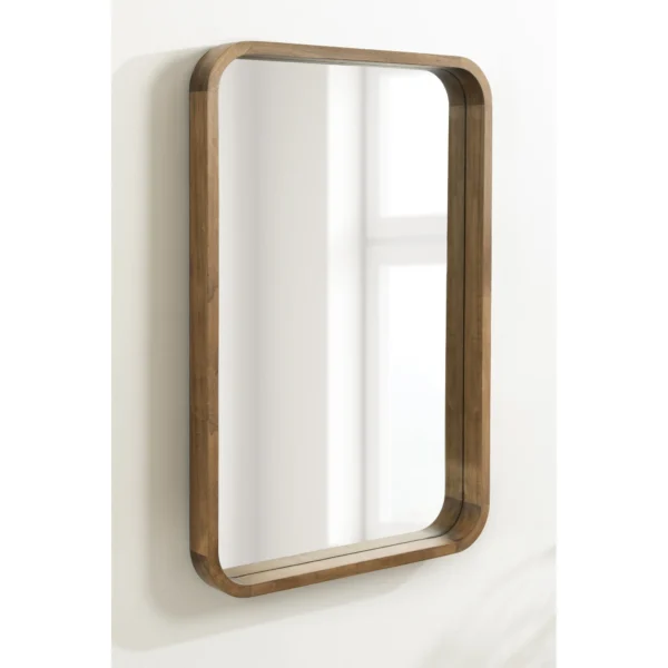 Kate and Laurel Hutton Modern Rounded Rectangle Wall Mirror, 24 x 36, Natural Rustic, Decorative Farmhouse Rectangular Wall Decor for Bathroom Mirror for Over Sink - Image 3