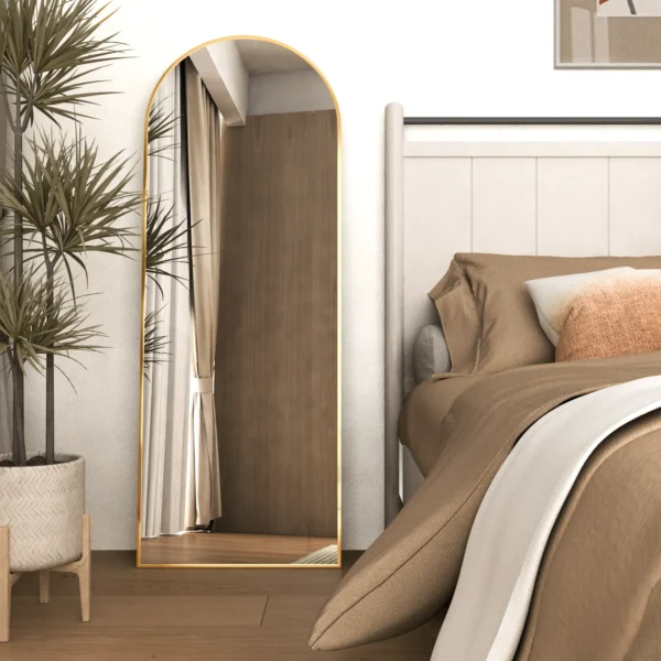 CISTEROMAN Arch Full Length Mirror Arched Mirror 64"x21" Floor Mirror with Stand Full Body Mirror Gold Mirror Bedroom Wall Mirror - Image 2