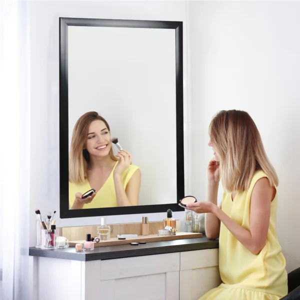 ZENSTYLE 24" x 36" Rectangle Wall Mirror Bathroom Makeup Vanity Mirror Black - Image 2