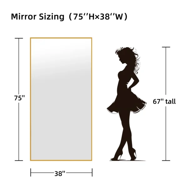 75x38 Oversized Rectangle Aluminum Alloy Frame Full Length Mirror Floor Mirror,Gold - Image 2