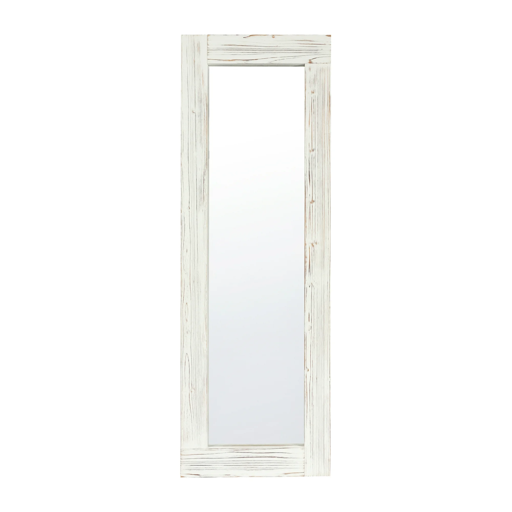 Emma + Oliver Rustic Solid Wood 22"x65" Full Length Floor Mirror, Wall Mounted or Wall Leaning, White Wash - Image 4
