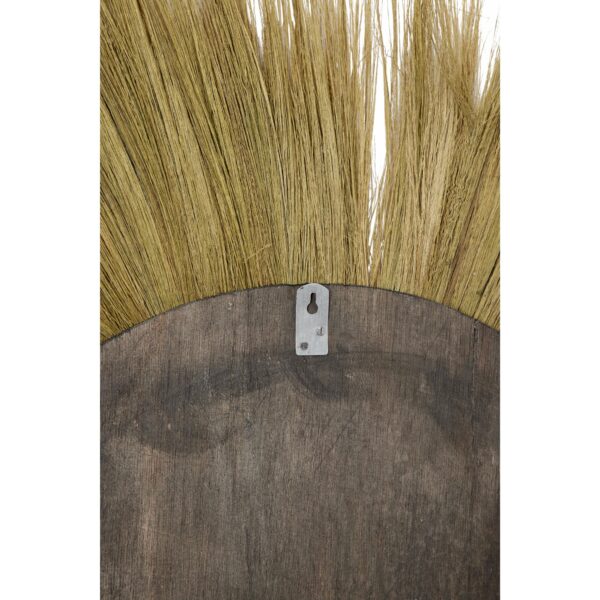 DecMode 45" x 45" Brown Tribal Inspired Sunburst Grass Wall Mirror with Coiled Rope Center - Image 2