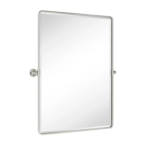 TEHOME 30 x 40'' Brushed Nickel Pivot Bathroom Mirror Tilt Vanity Mirror Metal Framed Rectangle Tilting Beveled Vanity Mirrors for Wall, Vertical - Image 4