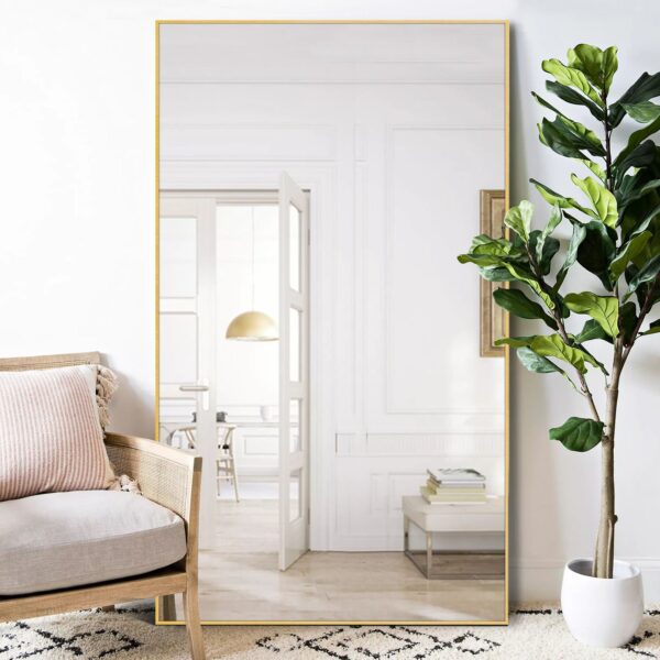71" x 32" Full Length Mirror Standing Rectangle Body Dressing Floor Mirrors, Gold - Image 3