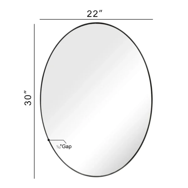 Andy Star Wall Mirror for Bathroom, 22x30" Large Black Oval Mirror for Bathroom, Stainless Steel Matte Black Frame Wall Mounted Mirror - Image 3