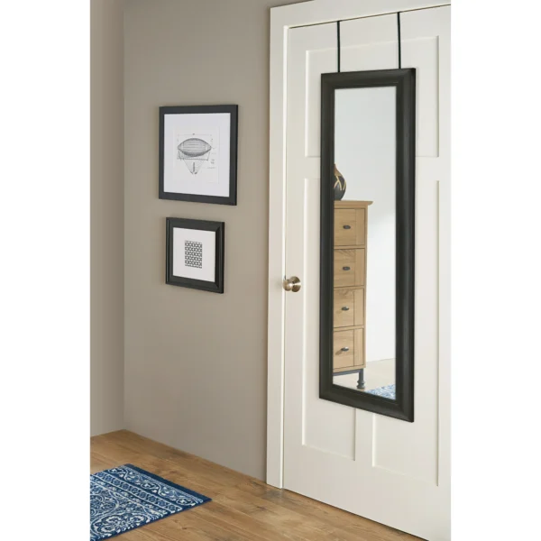 Better Homes & Gardens Over-the-Door Mirror with Hardware, 17X53 IN, Black Finish