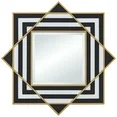 Possini Euro Design Zorra Square Decorative Wall Mirror Modern Glam Black White Gold Wood Frame 36" Wide Bedroom