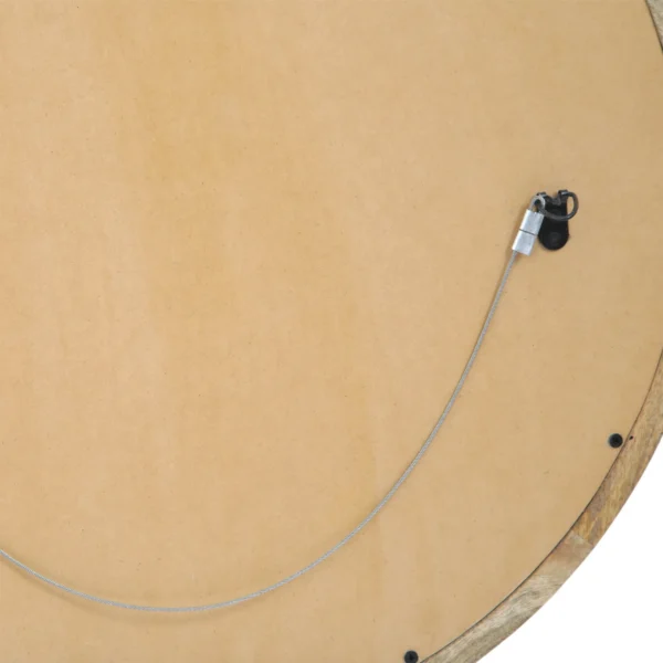 Noble House Koda Modern Round Mirror with Mango Wood Frame, Natural - Image 3