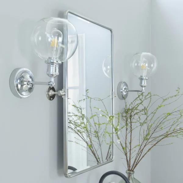 TEHOME 30 x 40'' Brushed Nickel Pivot Bathroom Mirror Tilt Vanity Mirror Metal Framed Rectangle Tilting Beveled Vanity Mirrors for Wall, Vertical