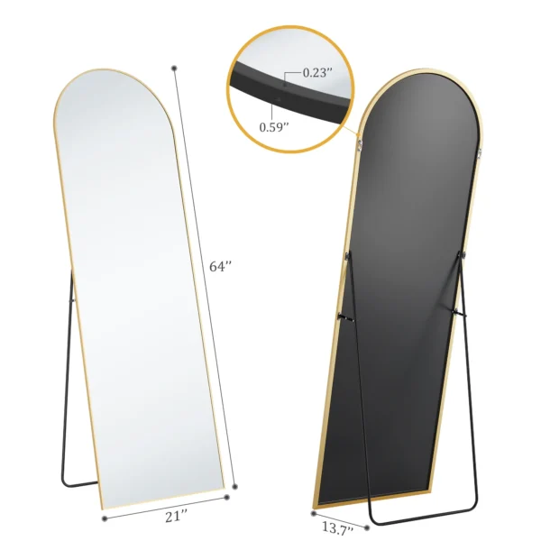 EDX Arched Full Length Mirror 64"x21" Full Body Mirror Rectangle Free Standing Wall Mounted Leaning Hanging Floor Mirrors, Gold - Image 7