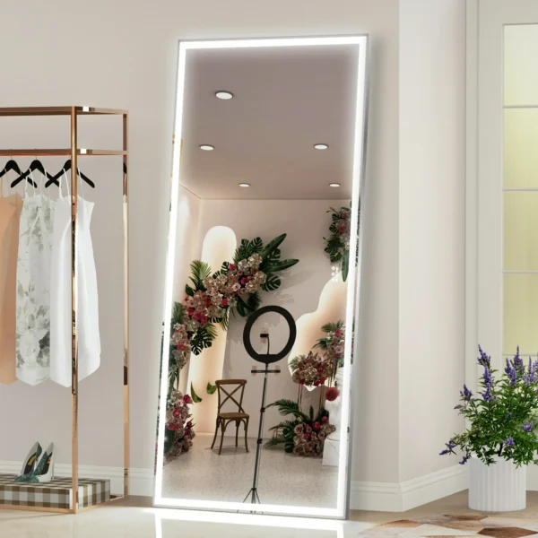 ANYHI 72" x 32" Silver Oversized LED Bathroom Full Length Wall Mirror Large