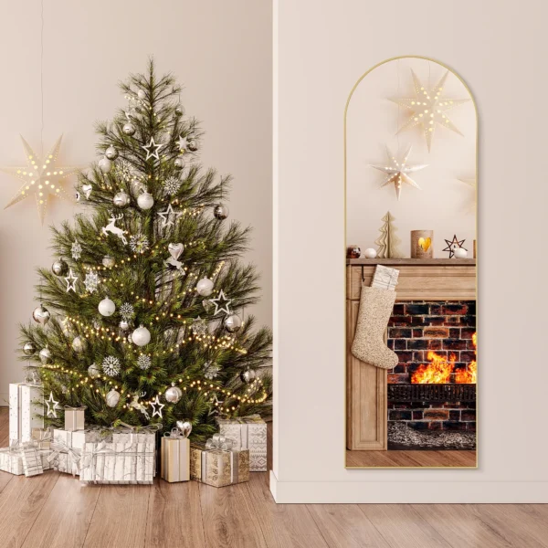 EDX Arched Full Length Mirror 64"x21" Full Body Mirror Rectangle Free Standing Wall Mounted Leaning Hanging Floor Mirrors, Gold - Image 5