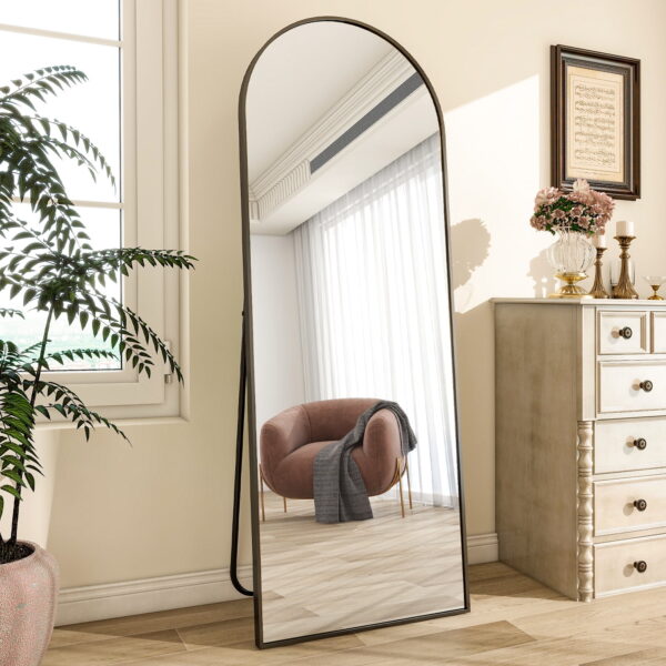 BEAUTYPEAK Arched Full Length Floor Mirror 64"x21.1" Full Body Standing Mirror,Black - Image 2
