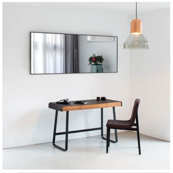 47" x 22" Modern Rectangle Full Length Mirror Floor Mirror with Bracket,Black
