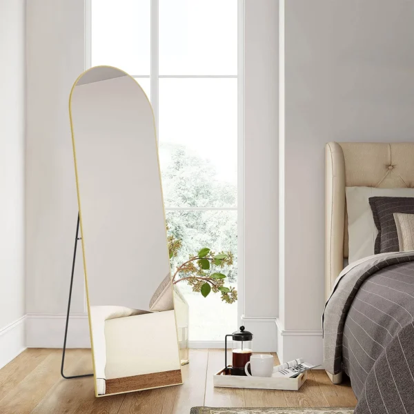 ZUNMOS 64"x21" Arched Full Length Mirror Rectangle Free Standing Wall Mounted Leaning Hanging Full body Mirrors, Gold