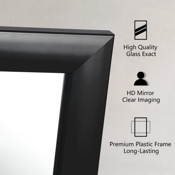 SuperDeal 36" x 24" Rectangle Wall Mirror HD Imaging Makeup Black Premium Plastic Frame, 2pcs - Image 4