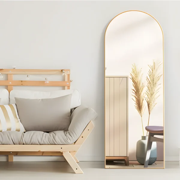 CISTEROMAN Arch Full Length Mirror Arched Mirror 64"x21" Floor Mirror with Stand Full Body Mirror Gold Mirror Bedroom Wall Mirror - Image 3