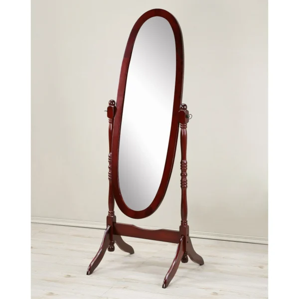 Copper Grove Monks Hood 22" x 59" Cherry Brown Traditional Wooden Oval Floor Cheval Mirror