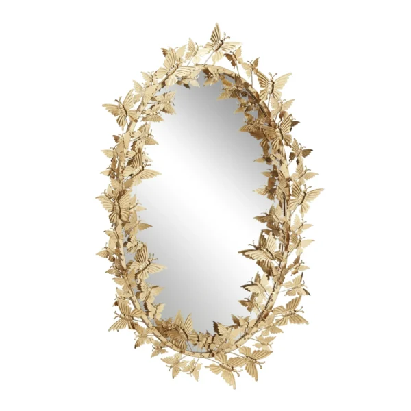 DecMode 19" x 33" Gold Oval 3D Butterfly Wall Mirror - Image 6