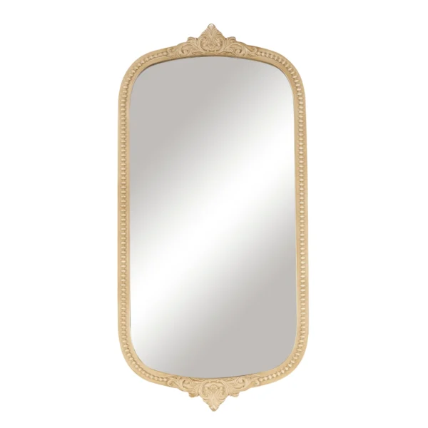 DecMode 24" x 48" Bronze Oval Scroll Wall Mirror with Beaded Frame - Image 5