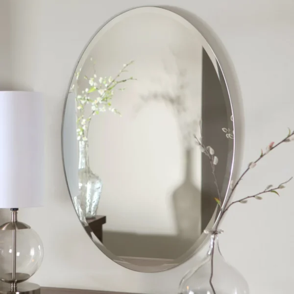 Radiance Goods Vertical Hanging Seashell Finish Oval Framed Wall Mirror 35" Height - Image 6