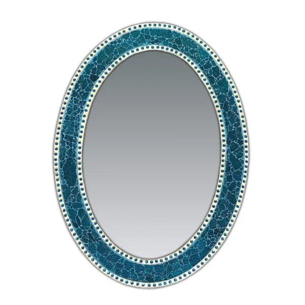 DecorShore 32.5x 24.5" Crackle Glass Mosaic Decorative Oval Wall Mirror, Vanity Mirror in Jewel Tone - Image 4