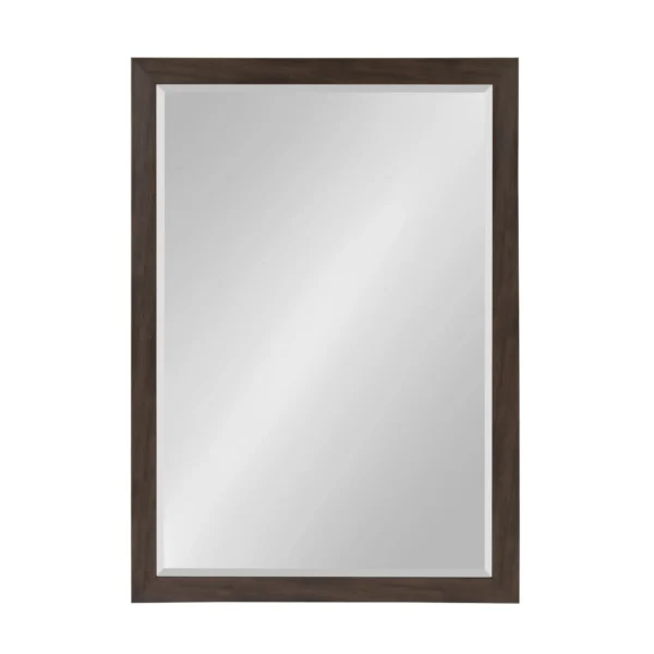 DesignOvation - Beatrice Framed Decorative Rectangle Wall Mirror, 27 x 39, Walnut Brown
