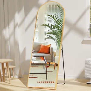 EDX Arched Full Length Mirror 64"x21" Full Body Mirror Rectangle Free Standing Wall Mounted Leaning Hanging Floor Mirrors, Gold