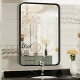 EDX Bathroom Mirror 36"x 24" Wall Mirror with Rectangular Metal Frame, Black