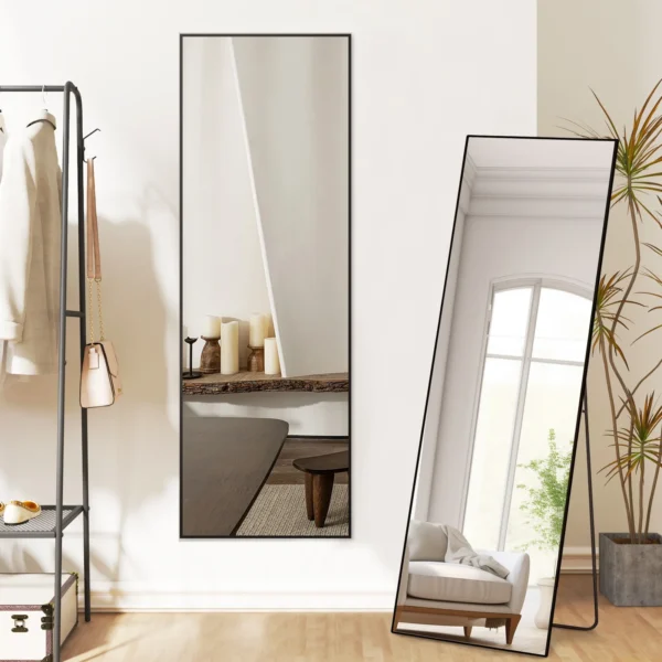 Full Length Mirror, 16"x59" Nano Glass Floor Mirror, Standing Rectangle Floor Mirrors Body Dressing Wall-Mounted Mirror for Living Room, Bedroom,Gold - Image 3