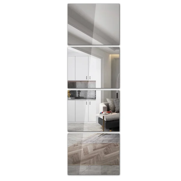 MEBRUDY 4Pcs 14x11 Inch Full Length Mirror Tiles, Glass Full Body Wall Mirror for Home Gym Bedroom Living Room Closet Door Dorm - Image 6